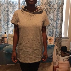 Grey distressed hoodie